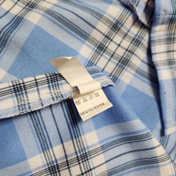 NWOT Shein Baby Blue Plaid Mini Skirt w/ Slits Size Small - Picture 3 of 6